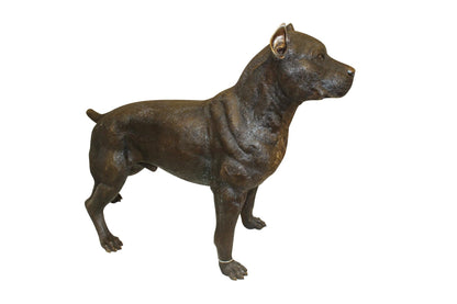 Standing Pitbull Dog Bronze Sculpture Statue Figurine 33"x11"x26"H