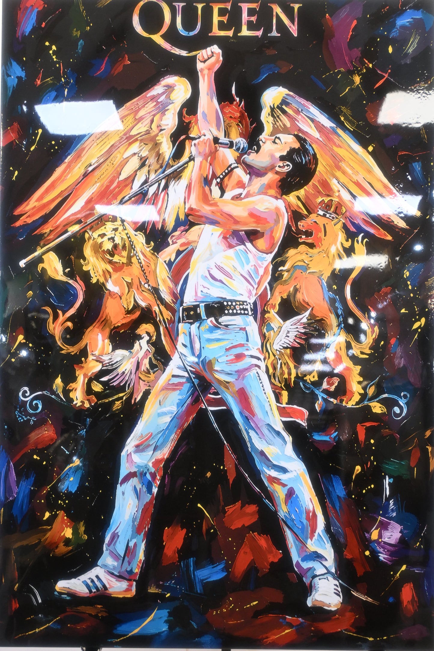 Freddie Mercury Queen Tribute Pop Art Resin Canvas 40"x50"