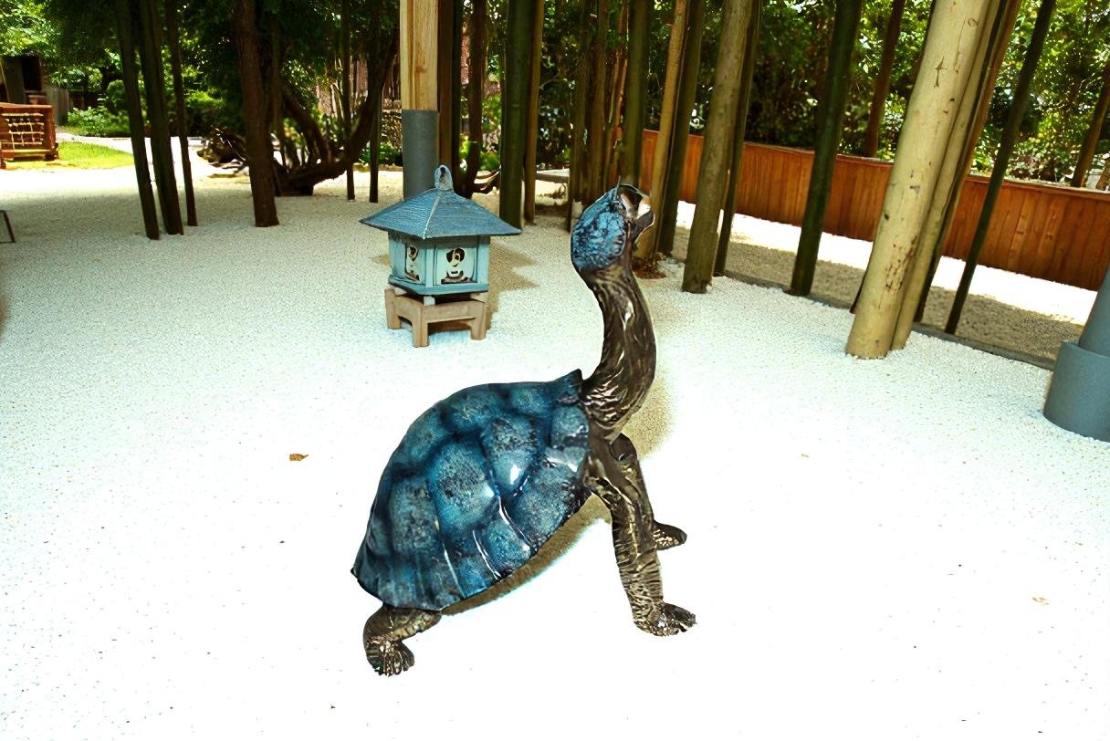Turtle with special patina Bronze Statue -  Size: 14"L x 10"W x 15.5"H