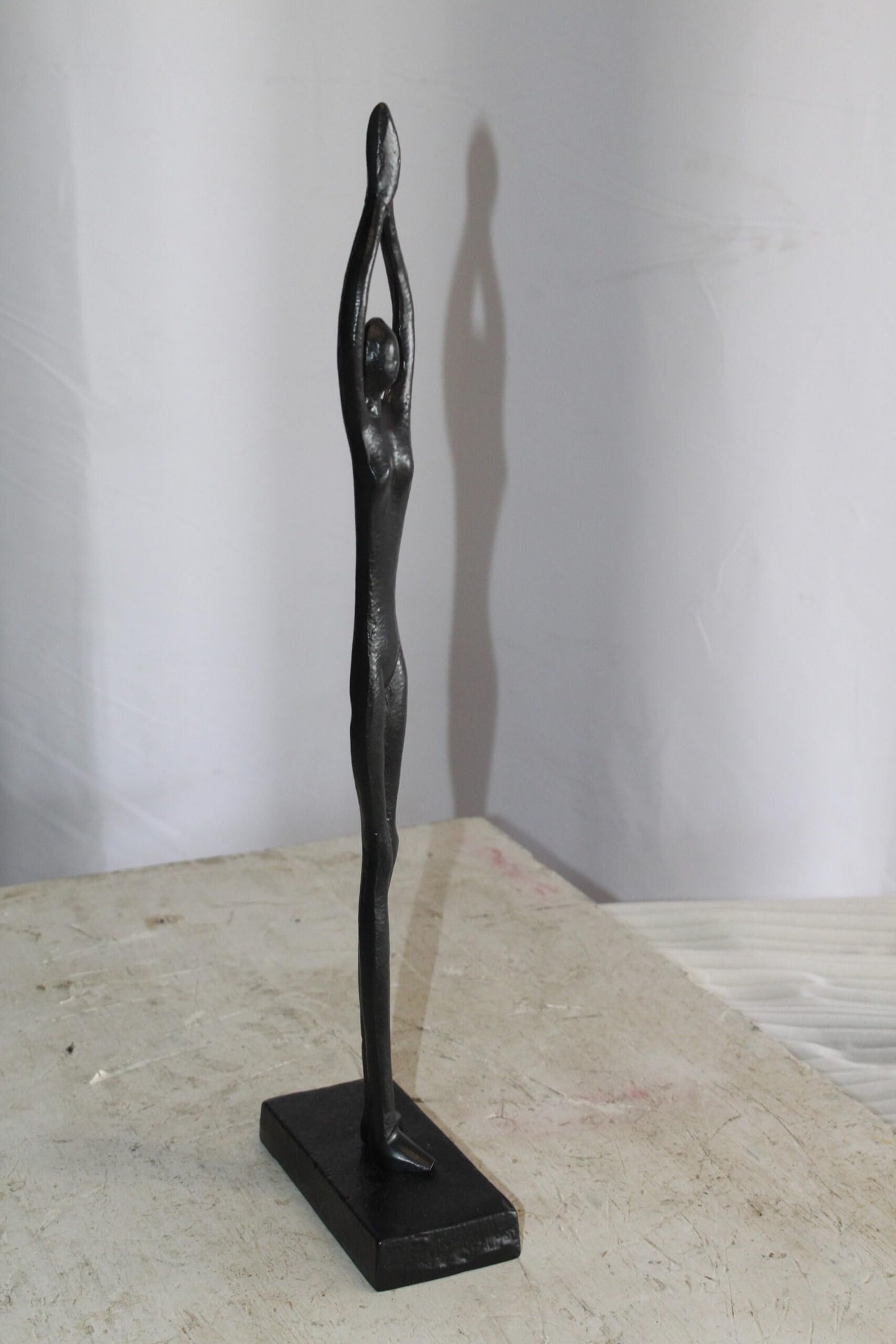 Black Aluminum Yoga Girl Statue Serenity in Tree Top Pose 6" x 3" x 20"H
