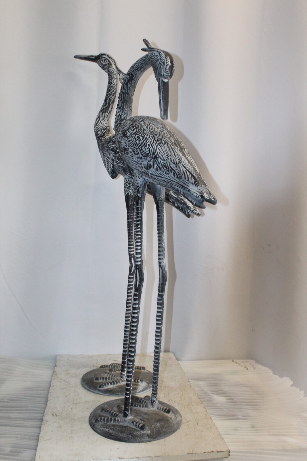 Aluminum Pair of Decorative Cranes, an Elegant Home Accent 26" x 11" x 48"H