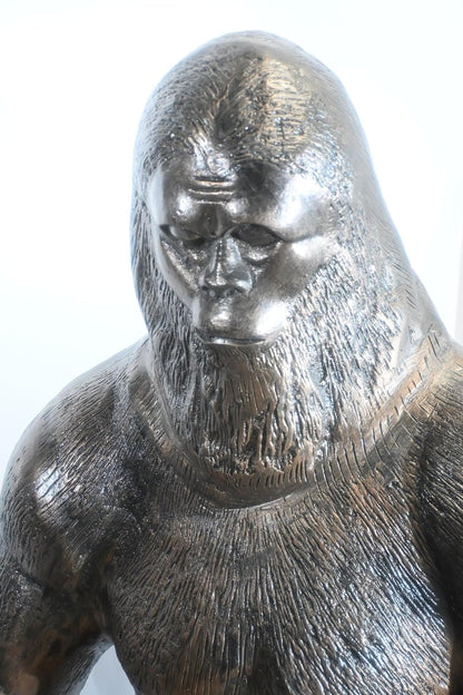 Aluminum Bigfoot Sasquatch Statue on Rock Base 38"x29"x77"H