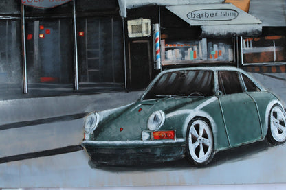 NIFAO Porsche 911 Inspired Classic Green Sports Car Metal Wall Art 79" x 2" x 40"H