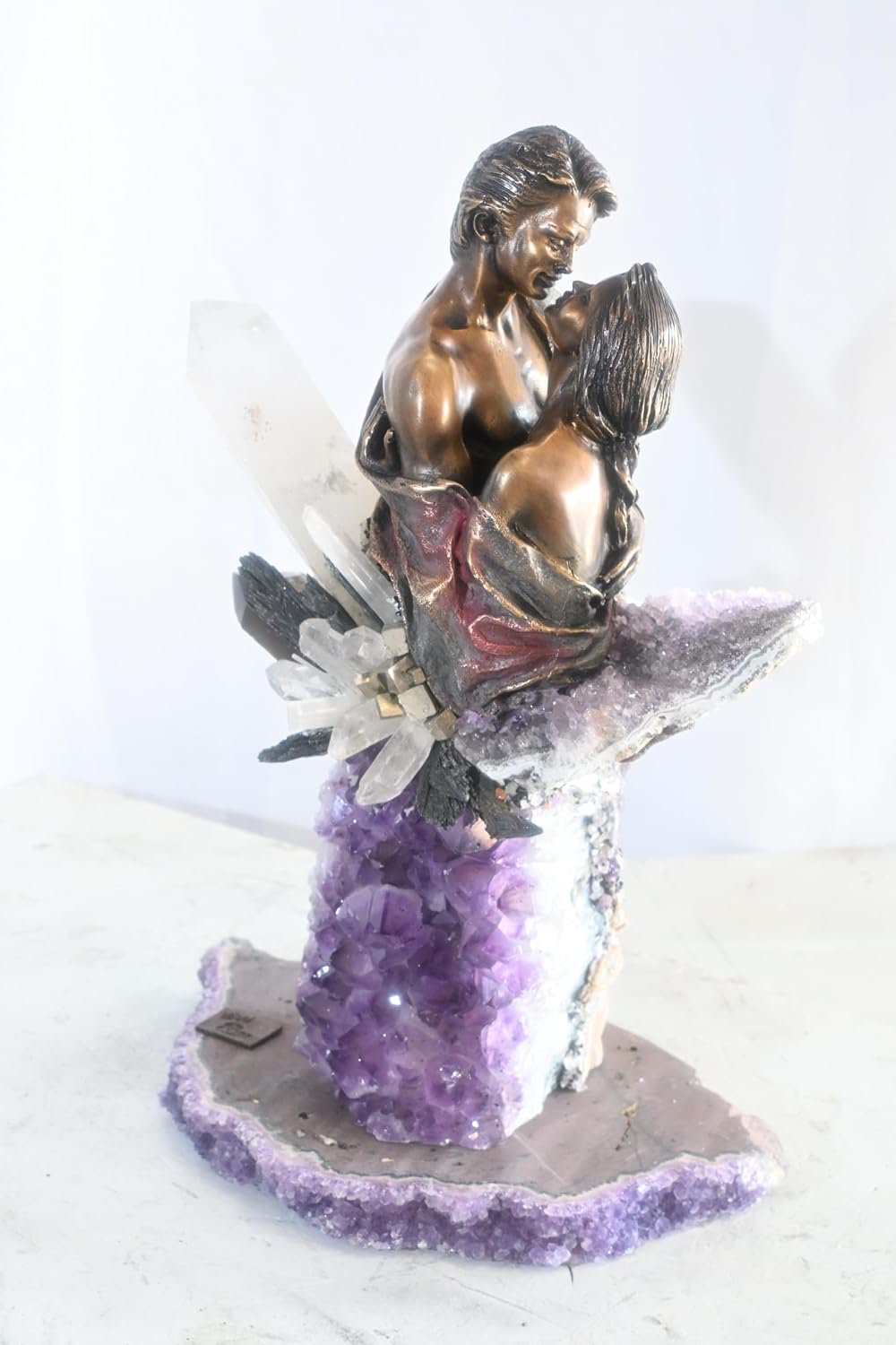 Manel Vidal The Kiss Bronze Couple Quartz Amethyst Ebano 11"x11"x18"H