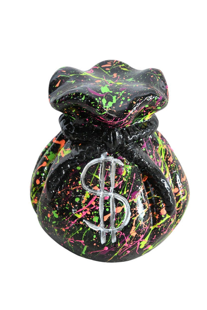 NIFAO Money Bag Ceramic Figurine Dollar Sign Andres Mendez Art 6"x6"x7"H