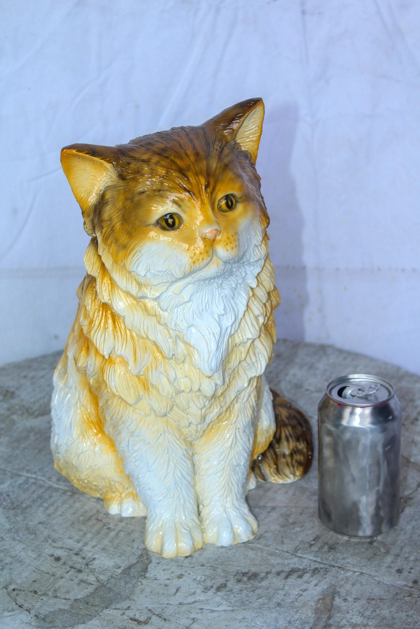 Brown Cat Sitting Bronze Statue, Charming for Cat Lovers 12" x 10" x 14"H