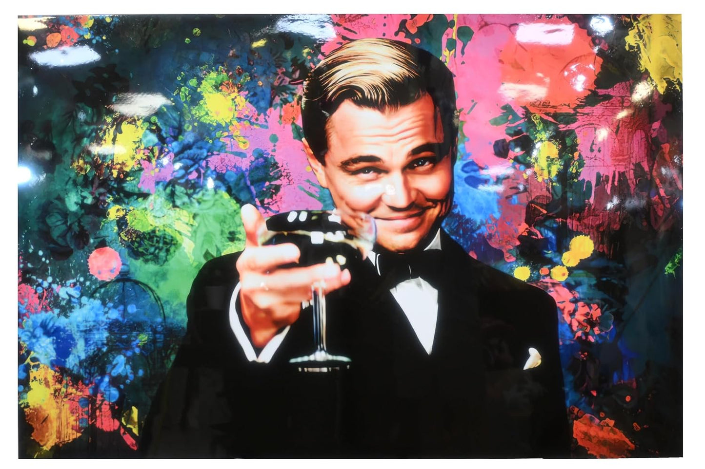 Leonardo DiCaprio Gatsby Toast Resin Covered Canvas 60"x40"