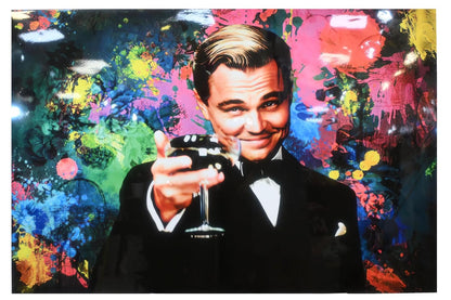 Leonardo DiCaprio Gatsby Toast Resin Covered Canvas 60"x40"