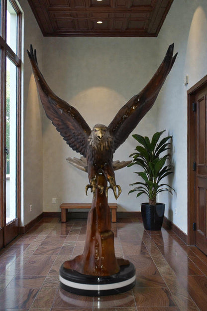 NIFAO Majestic American Bald Eagle Bronze Statue – Museum-Quality Handcrafted Sculpture with Powerful Detail and Symbolic Presence for Home, Office, or Nature-Inspired Décor – 29" L x 17" W x 28" H
