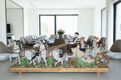 Porcelain Carriage with 4 young Girls Drinking Tea -  Size: 41"L x 10"W x 18"H.