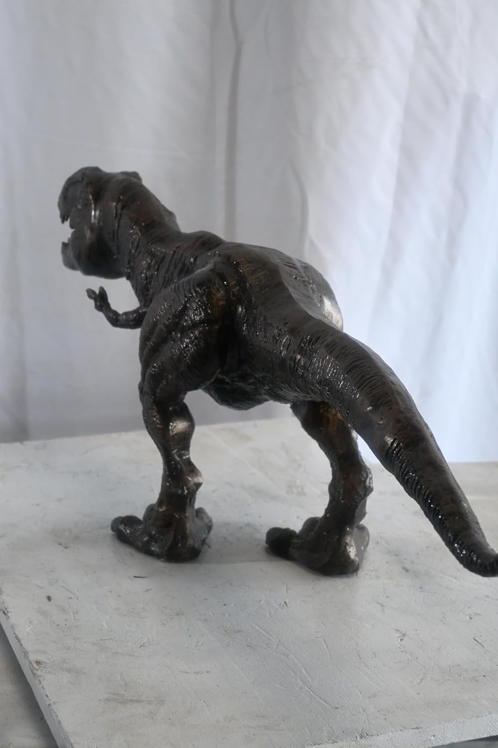 Large Cast Aluminum T Rex Dinosaur Statue Hunting Stance 40"x9"x14"H