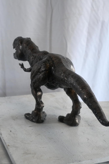 Large Cast Aluminum T Rex Dinosaur Statue Hunting Stance 40"x9"x14"H