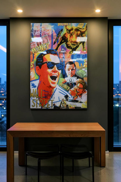 Wall Street Wolf Pop Art Money Resin Canvas 40"x60"