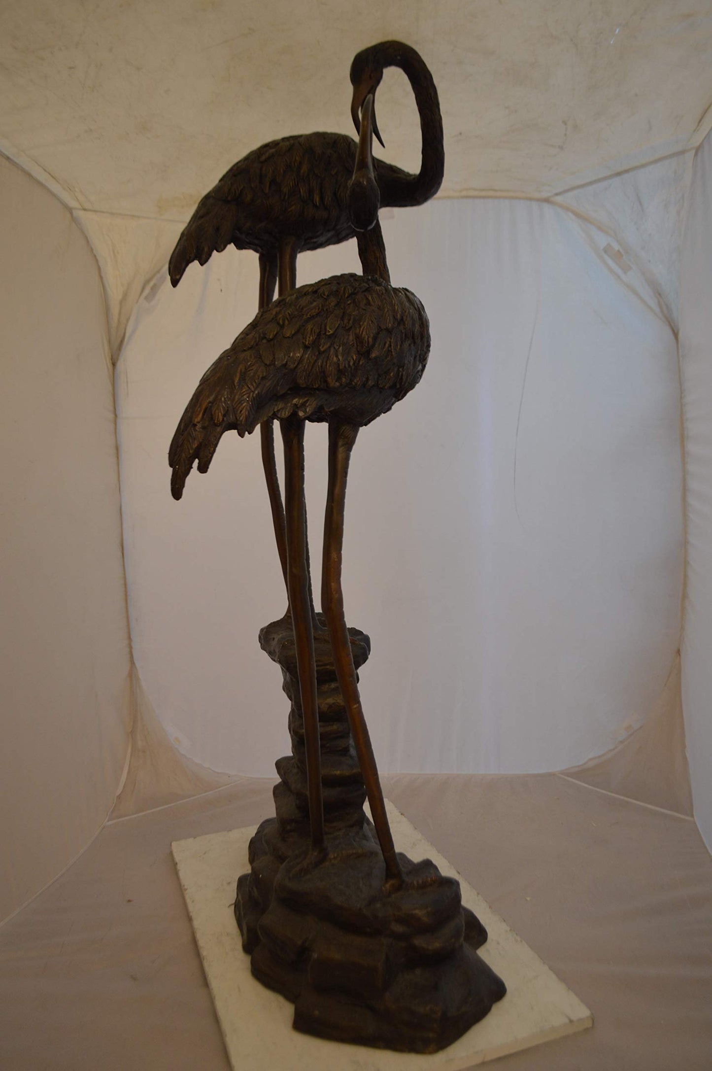 Pair of Flamingos Bronze Statue Fountain -  Size: 33"L x 22"W x 60"H.