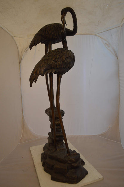 Pair of Flamingos Bronze Statue Fountain -  Size: 33"L x 22"W x 60"H.