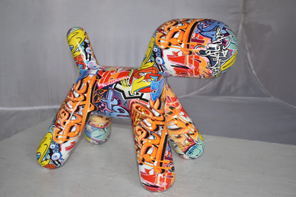Modern Looking Graffiti Dog Statue Made of Resin Size: 16" x 10" x 14"H