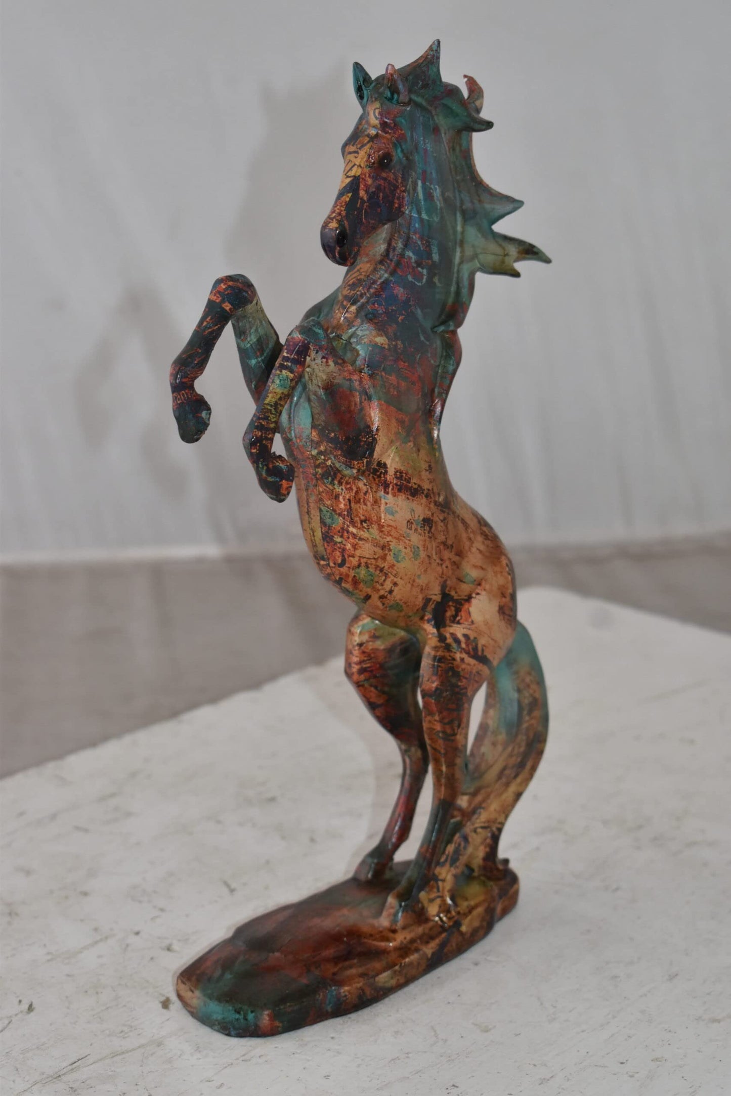 Small Varicolored Rearing Horse Resin Statue Size: 8" x 3" x 13"H