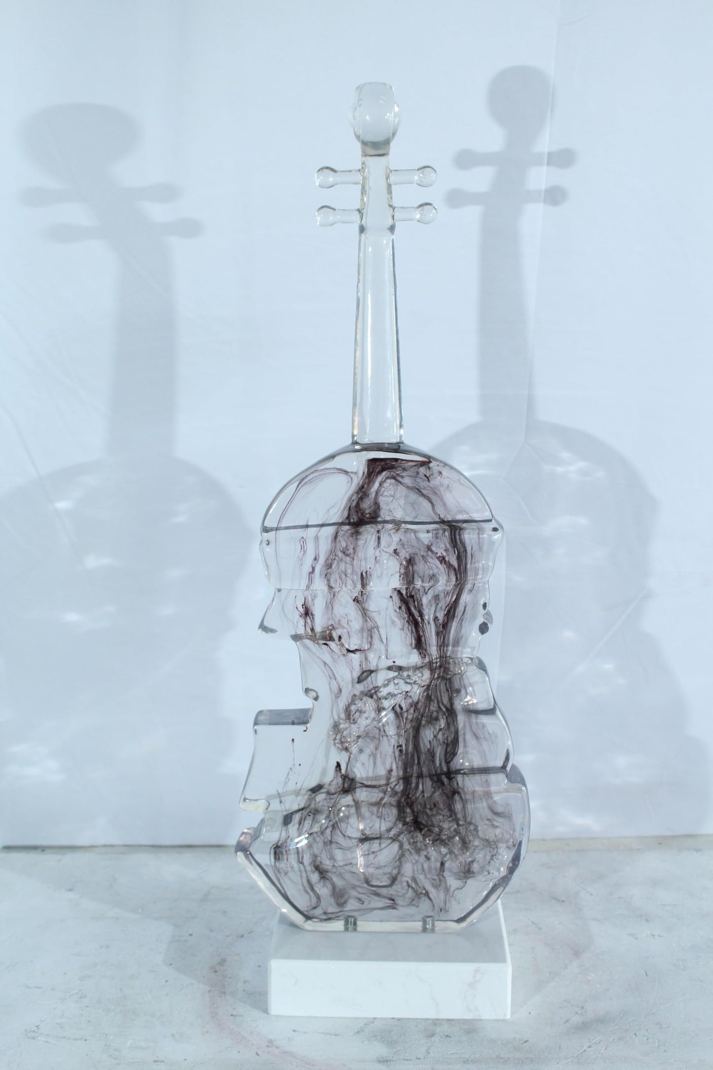 NIFAO Resin Violin Statue Clear Abstract Musical Instrument Art Decor 10" x 6" x 29"H