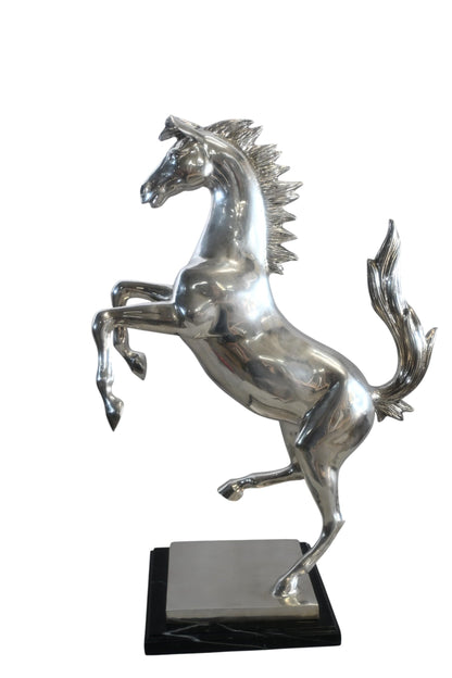 Ferrari Prancing Horse Bronze Silver Finish Sculpture 20"x9"x29"H