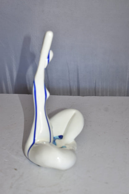 Modern Art Ballet Dancer White with Paint Drops Resin Statue 9" x 5" x 10"H