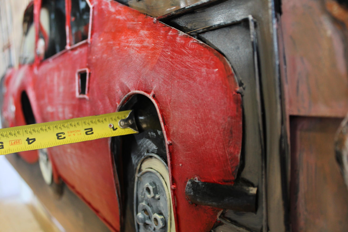 NIFAO Ferrari Dino Inspired Red Sports Car 3D Metal Wall Art 79" x 2" x 40"H