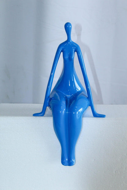 Modern  Abstract Art Resin Statue Sitting On Edge Female Figure 8" x 6" x 15"H