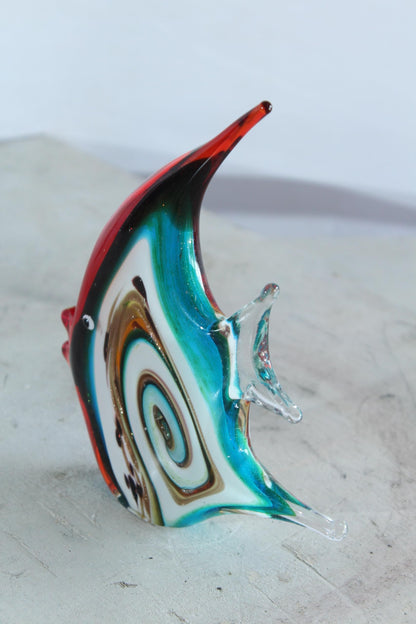 NIFAO Glass Angelfish Sculpture Coastal Art Decor 8" x 2" x 9"H