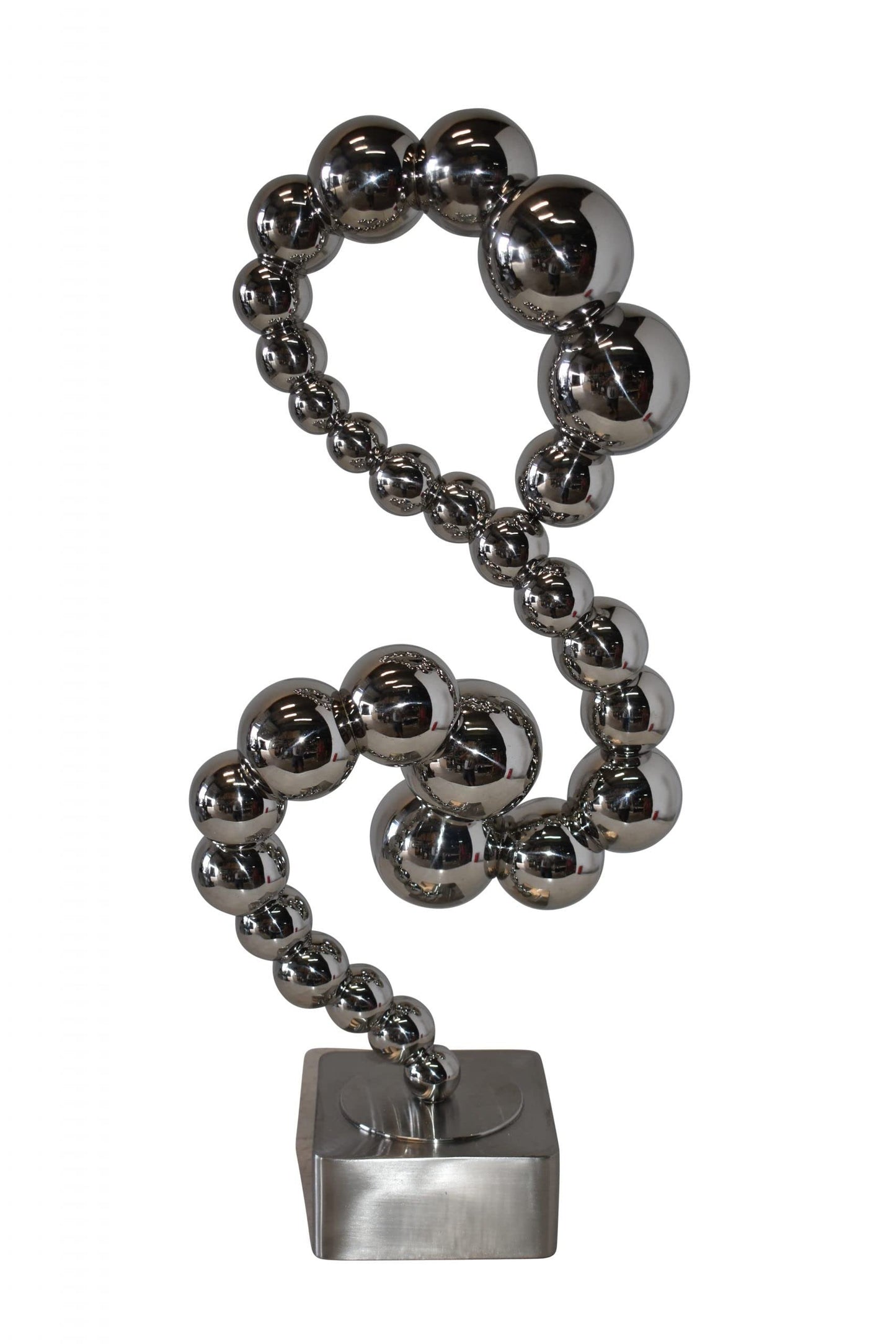 Modern Art Abstract Made of Shiny Metal Chrome Balls Size: 10" x 7" x 24"H