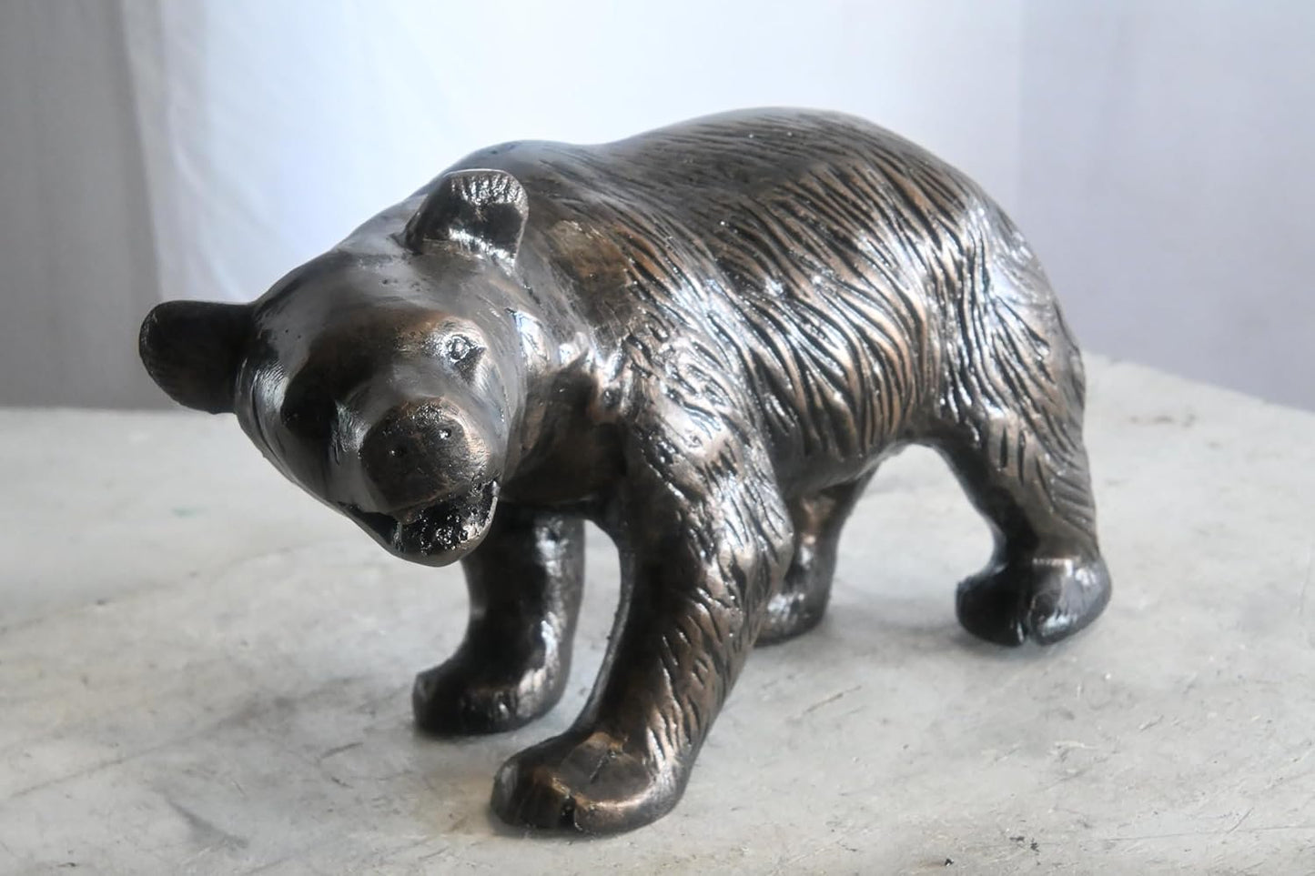 Walking Grizzly Bear Handcrafted Aluminum Wildlife Decor 15"x6"x10"H