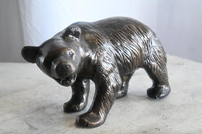 Walking Grizzly Bear Handcrafted Aluminum Wildlife Decor 15"x6"x10"H