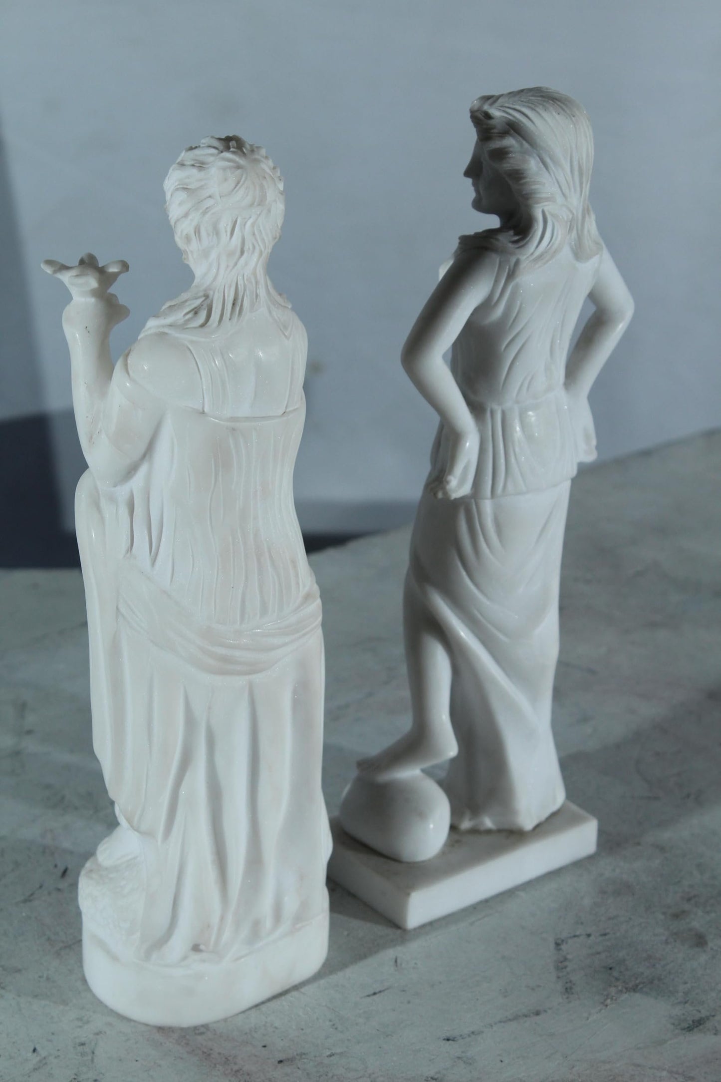 NIFAO Pair of Marble Lady Statues Classical Set 8"x3"x12"H