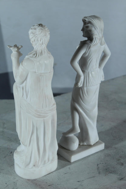 NIFAO Pair of Marble Lady Statues Classical Set 8"x3"x12"H