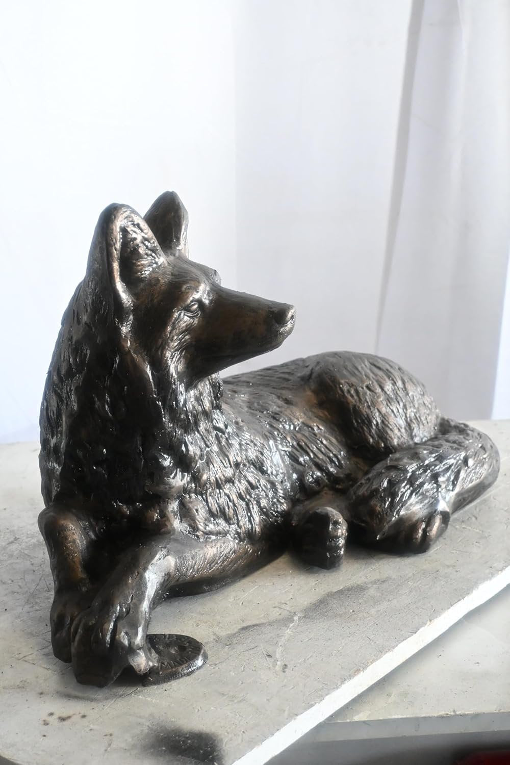 Loyal Resting German Shepherd Handcrafted Aluminum Decor 25"x12"x15"H