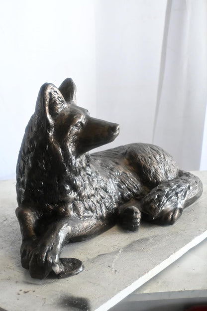 Loyal Resting German Shepherd Handcrafted Aluminum Decor 25"x12"x15"H