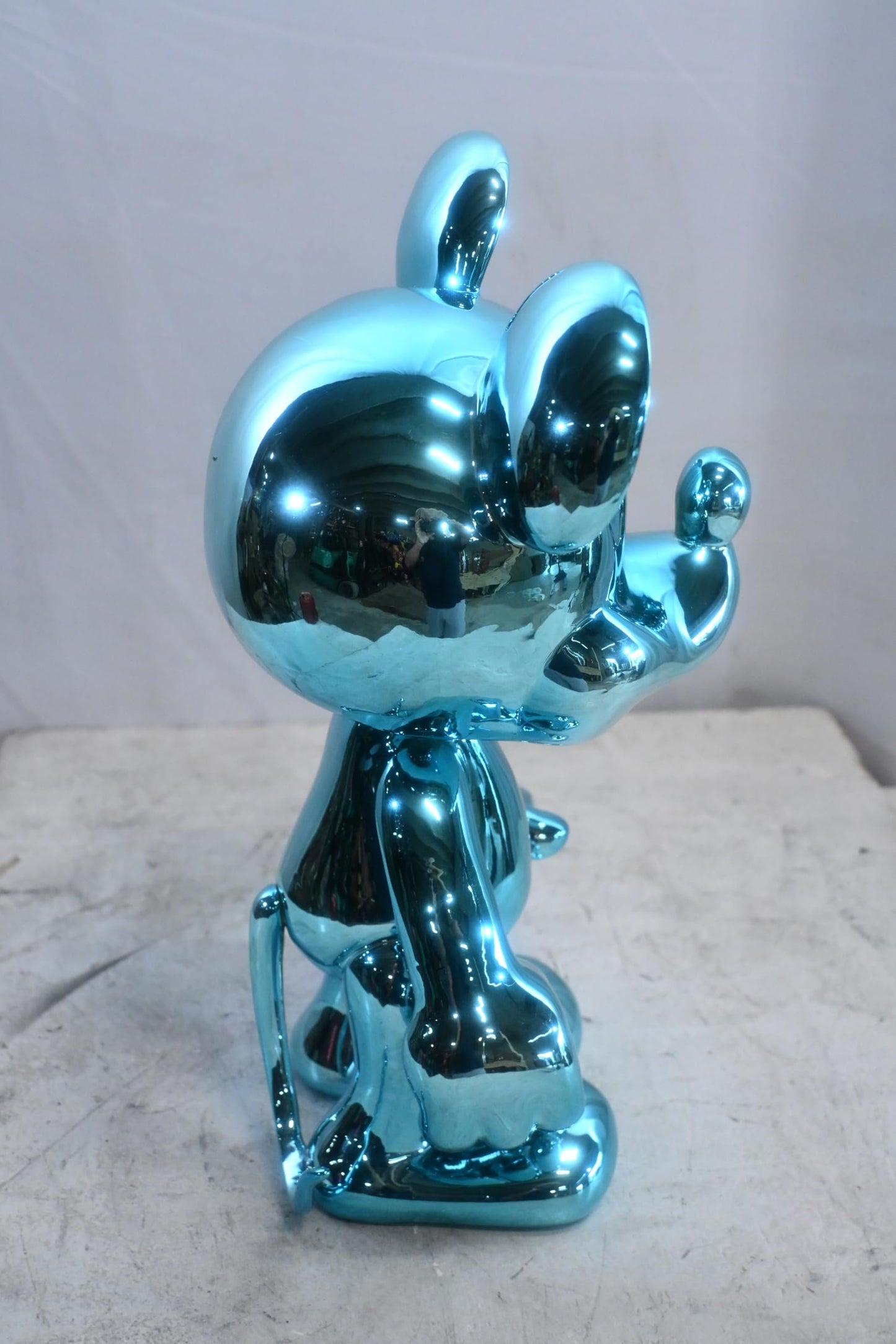 Turquoise Blue Mouse Cartoon Character Resin Sculpture 12"x9"x16"H