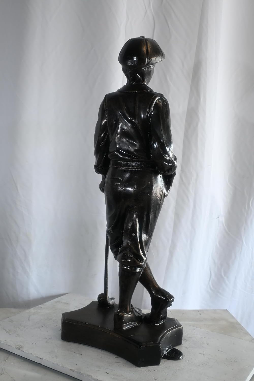 Vintage Golfer Statue Leaning on Club Aluminum Golf Gift 14"x9"x39"H