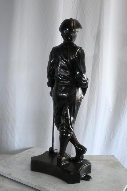 Vintage Golfer Statue Leaning on Club Aluminum Golf Gift 14"x9"x39"H
