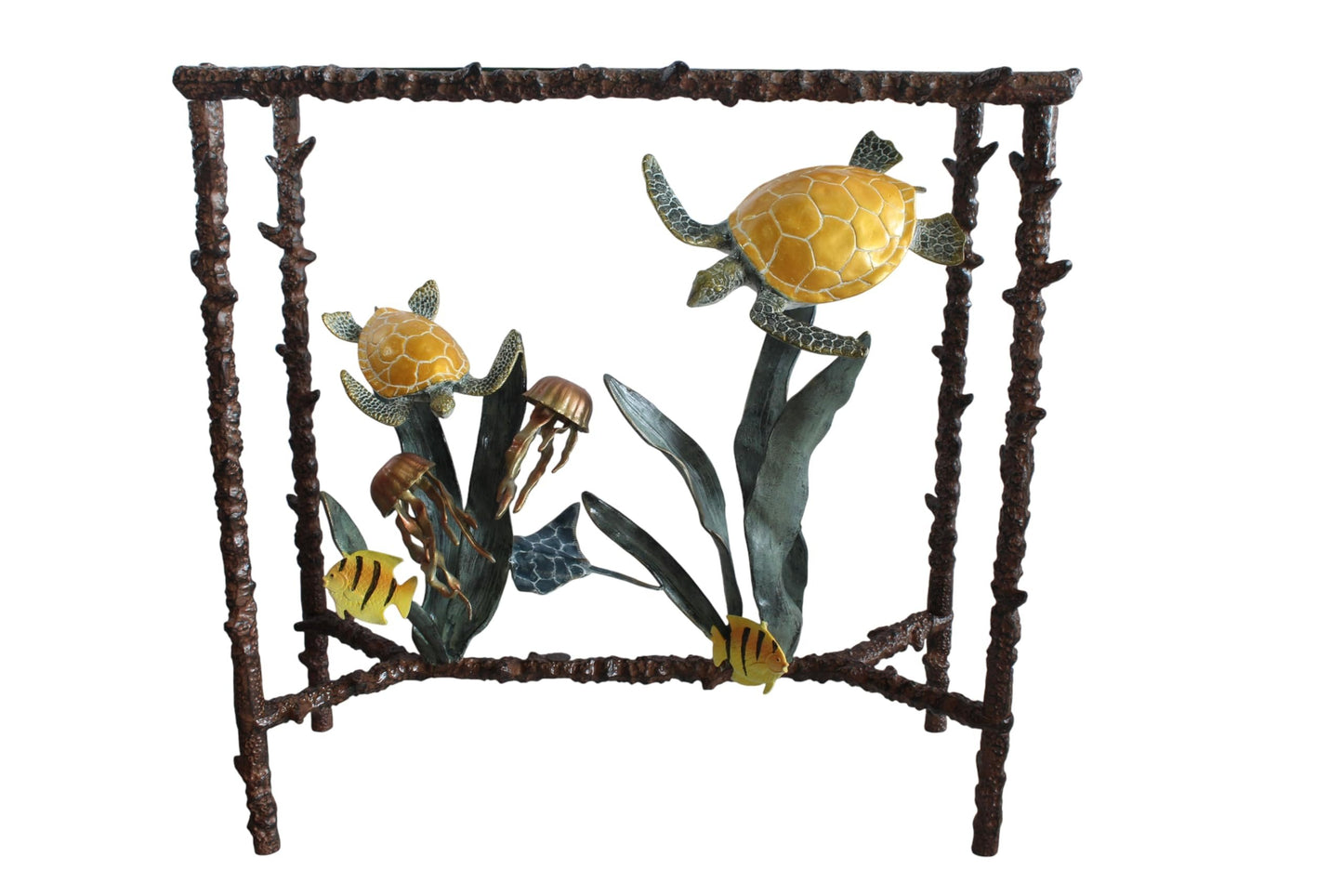 NIFAO Aluminum Sea Turtle Console Table Base Coastal Art 34" x 15" x 33"H