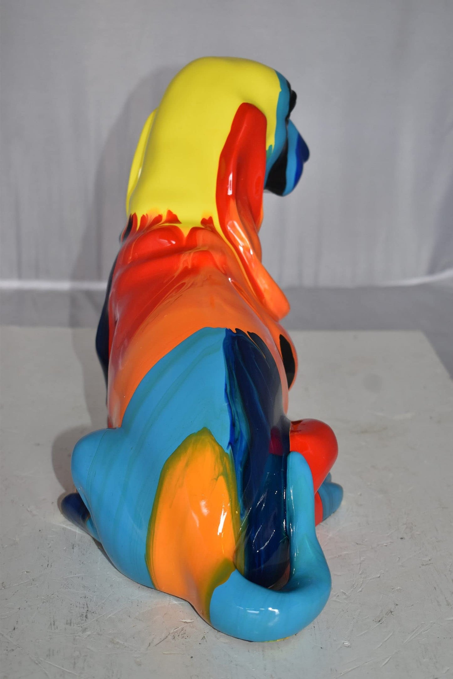 Modern Paint Drops Basset Hound Dog Statue Made of Resin Size: 16" x 8" x 13"H