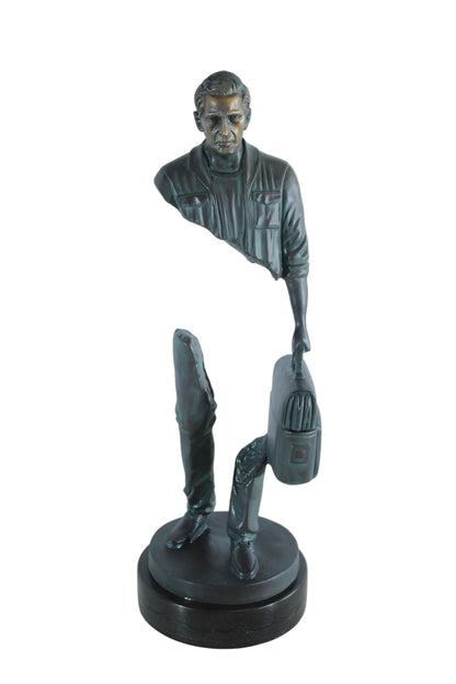 NIFAO Bronze Businessman Figure with Briefcase on Marble Base 7"x7"x21"H