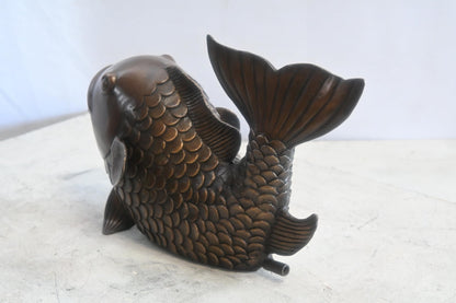 Bronze Koi Fish Fountain Sculpture Garden Water Feature 15"x7"x9"H