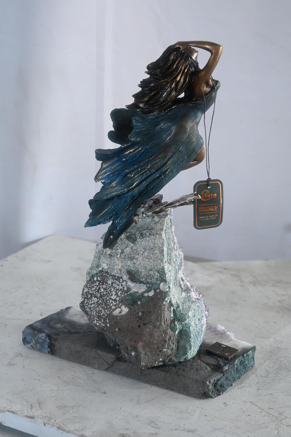 Manel Vidal Emerge Bronze Maiden on Amethyst Geode Ebano 11"x7"x16"H
