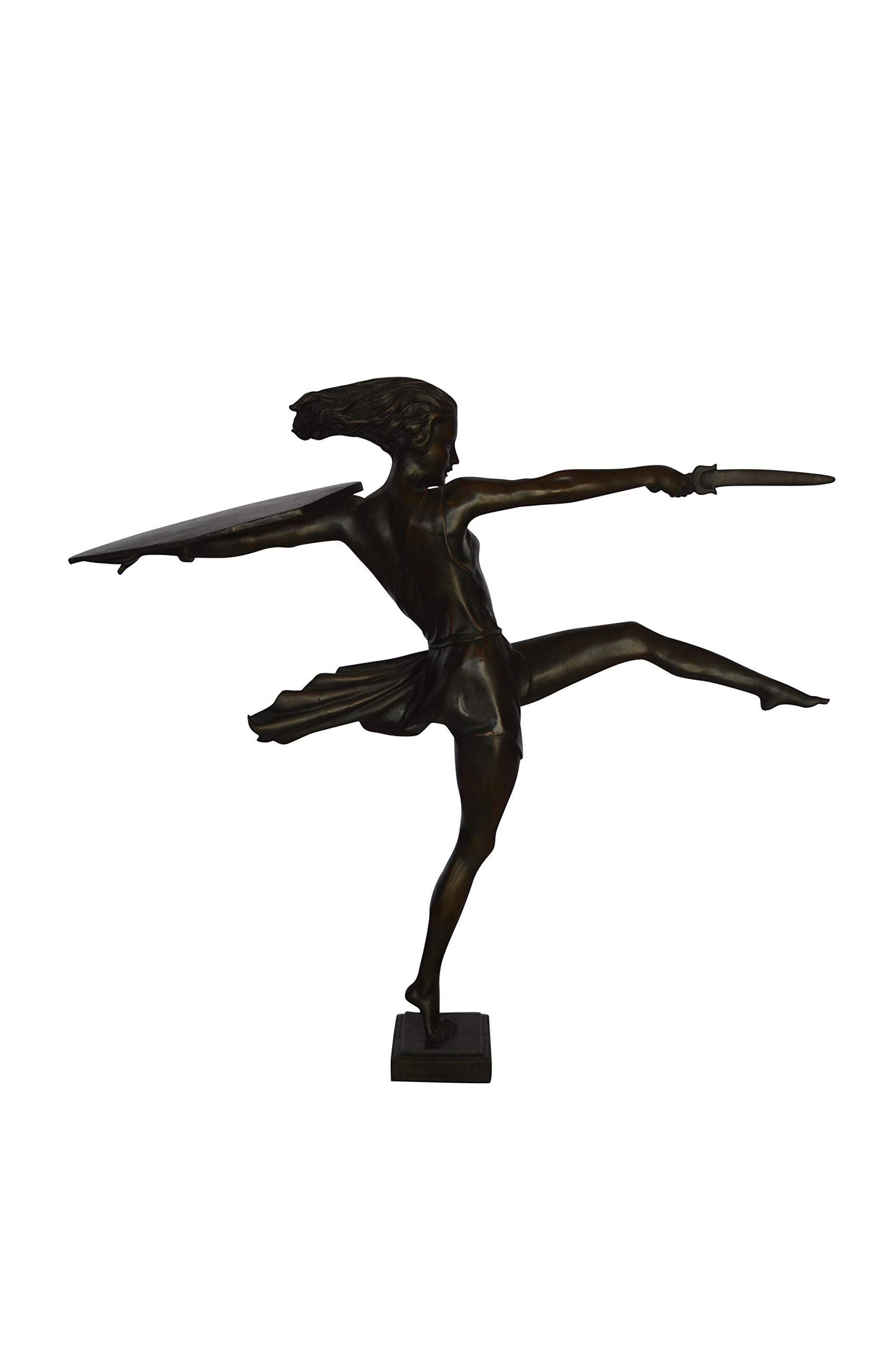 Woman Fighter with Sword Bronze Statue -  Size: 19"L x 5"W x 20"H.