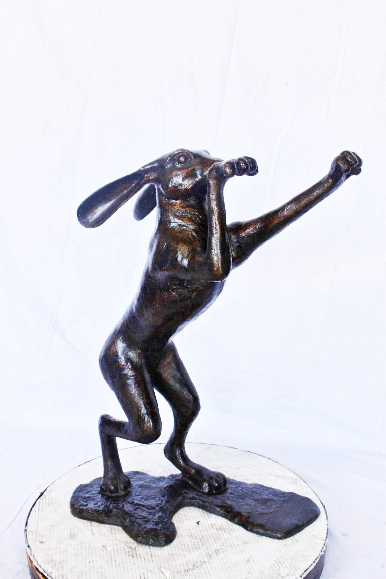 Leaping jackrabbit bronze statue -  Size: 21"L x 13"W x 24"H