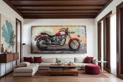 NIFAO Triumph Inspired Classic Motorcycle Painting on Metal 3D 79" x 2" x 40"H