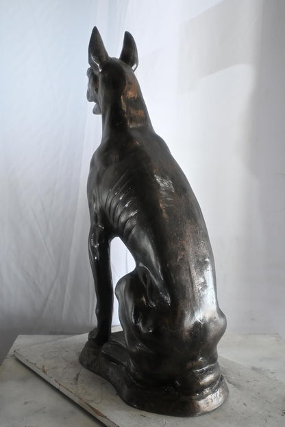Stately Life Size Sitting Great Dane Dog Aluminum Statue 28"x13"x41"H