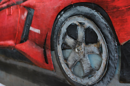 NIFAO Lamborghini Inspired Red Convertible Metal Wall Art 3D Design 79" x 2" x 40"H