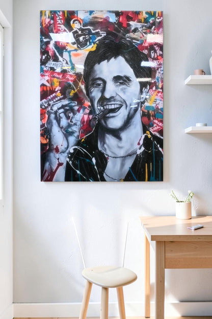 Tony Montana Scarface Pop Art Resin Covered Canvas 43"x59"