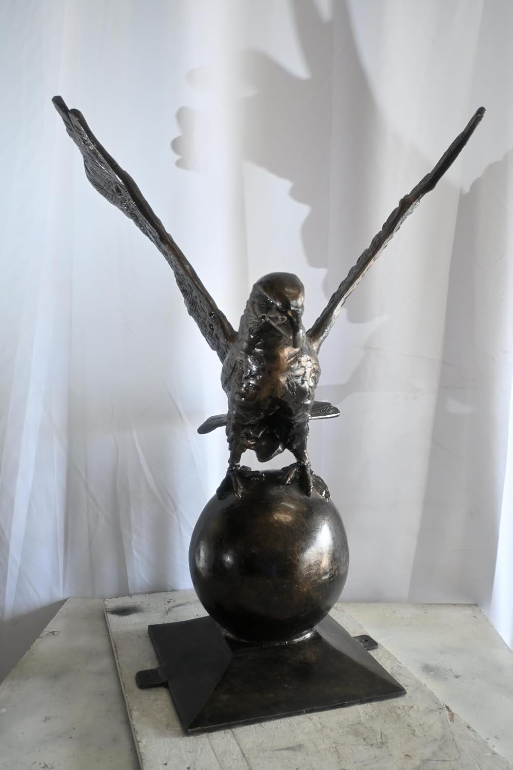 Wings Spread Eagle Atop Globe Handcrafted Aluminum Decor 29"x25"x40"H