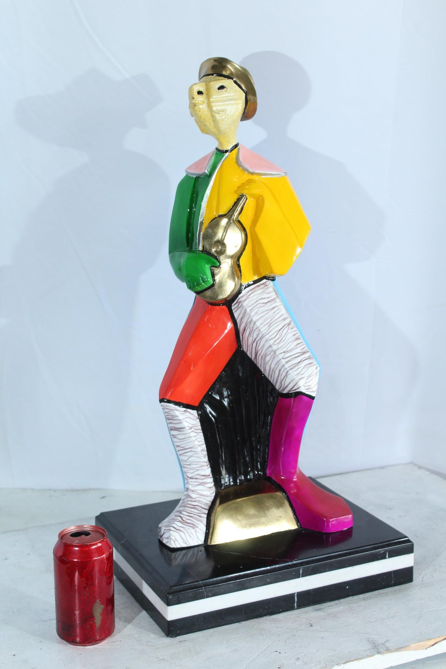 NIFAO Picasso Style Bronze Musician Statue Colorful Turtle Guitarist 13" x 10" x 26"H